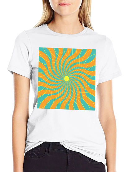 Retro Swirl Graphic Tee - Black Cotton T-Shirt