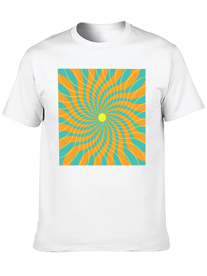 Retro Swirl Graphic Tee - Black Cotton T-Shirt