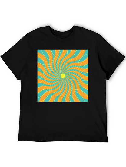 Retro Swirl Graphic Tee - Black Cotton T-Shirt