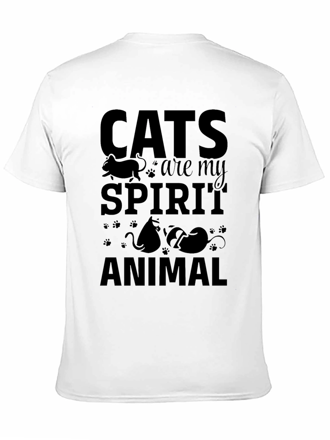 Cats Are My Spirit Animal Black Graphic T-Shirt