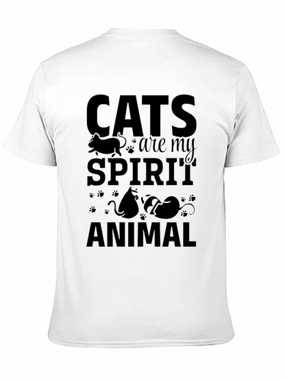 Cats Are My Spirit Animal Black Graphic T-Shirt