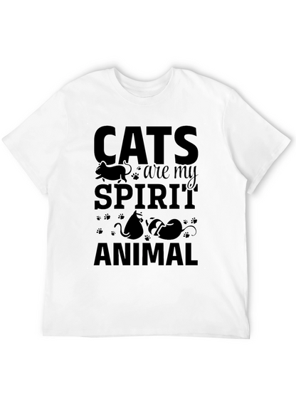Cats Are My Spirit Animal Black Graphic T-Shirt