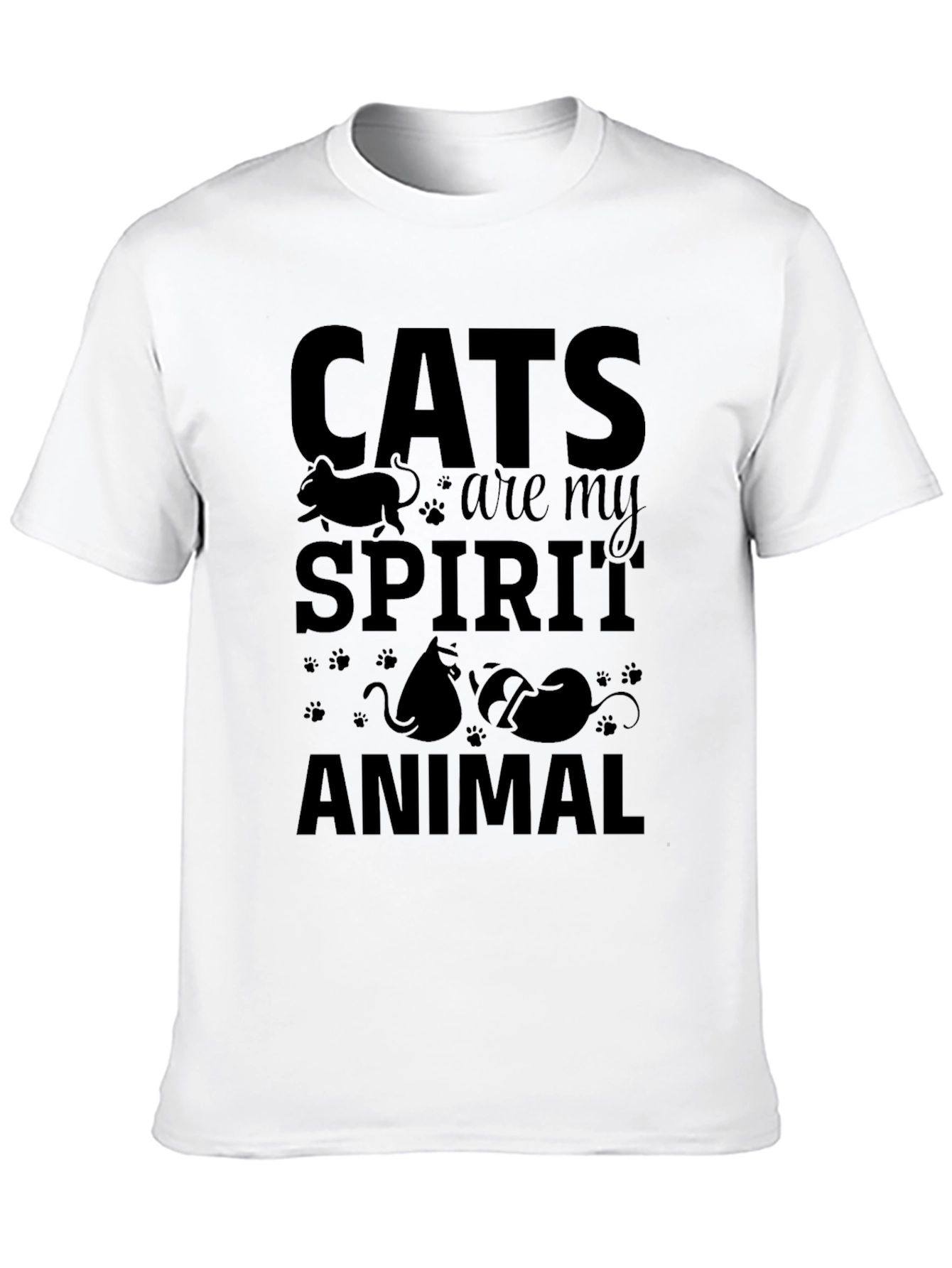 Cats Are My Spirit Animal Black Graphic T-Shirt