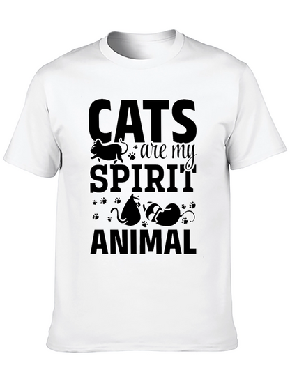 Cats Are My Spirit Animal Black Graphic T-Shirt