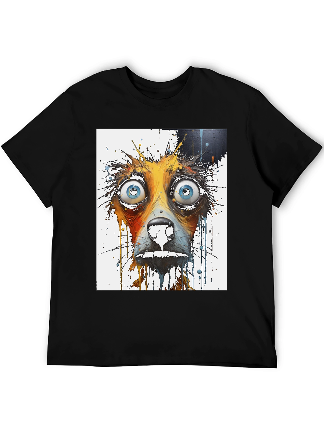 Distressed Dog Graphic Tee - Mens Black T-Shirt