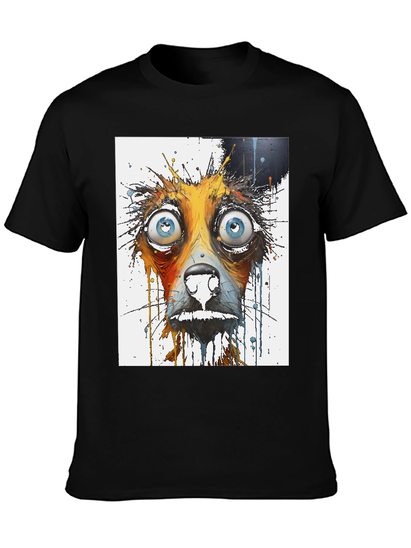 Distressed Dog Graphic Tee - Mens Black T-Shirt