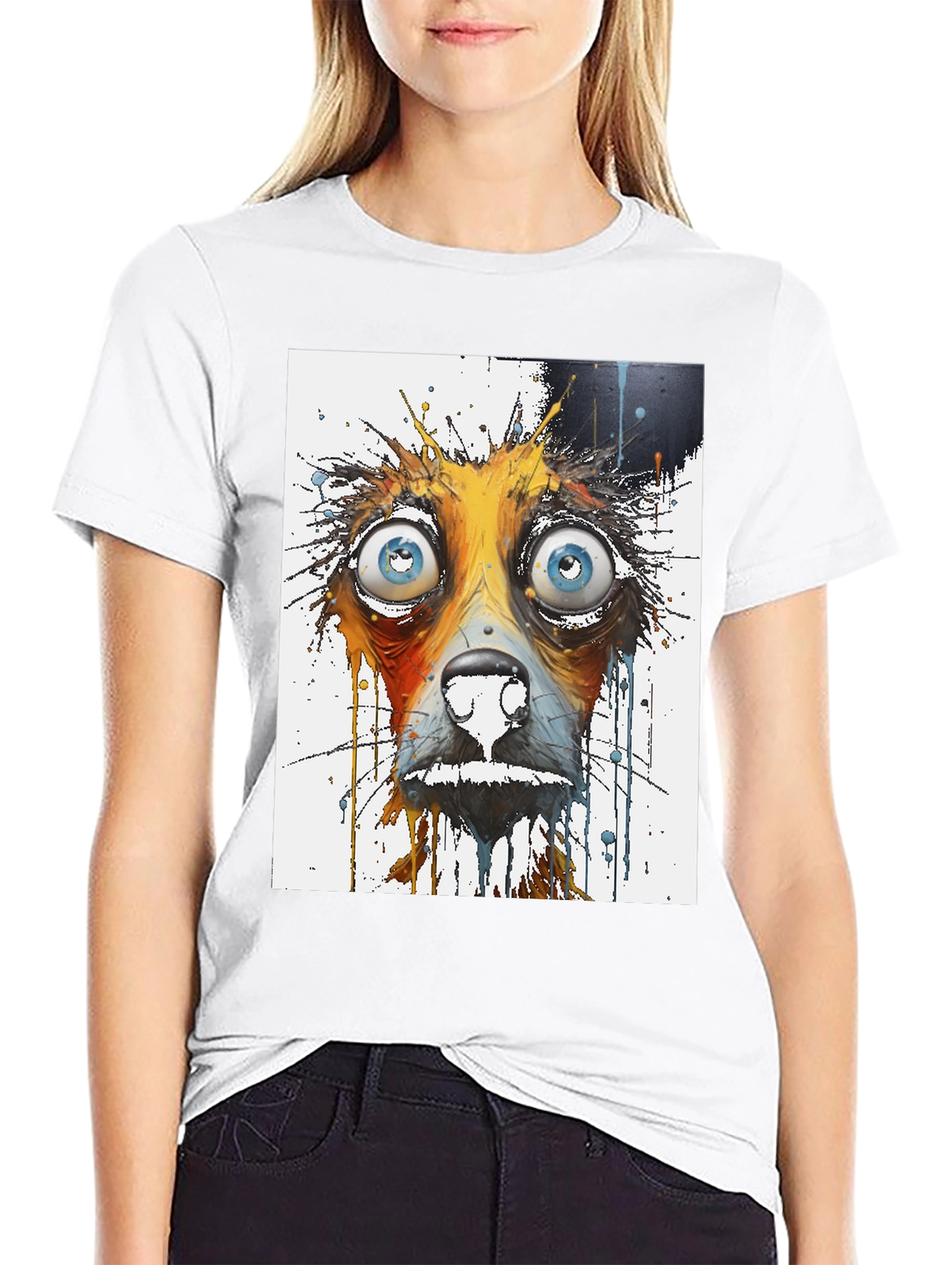 Distressed Dog Graphic Tee - Mens Black T-Shirt