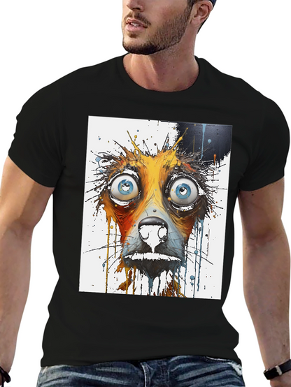 Distressed Dog Graphic Tee - Mens Black T-Shirt