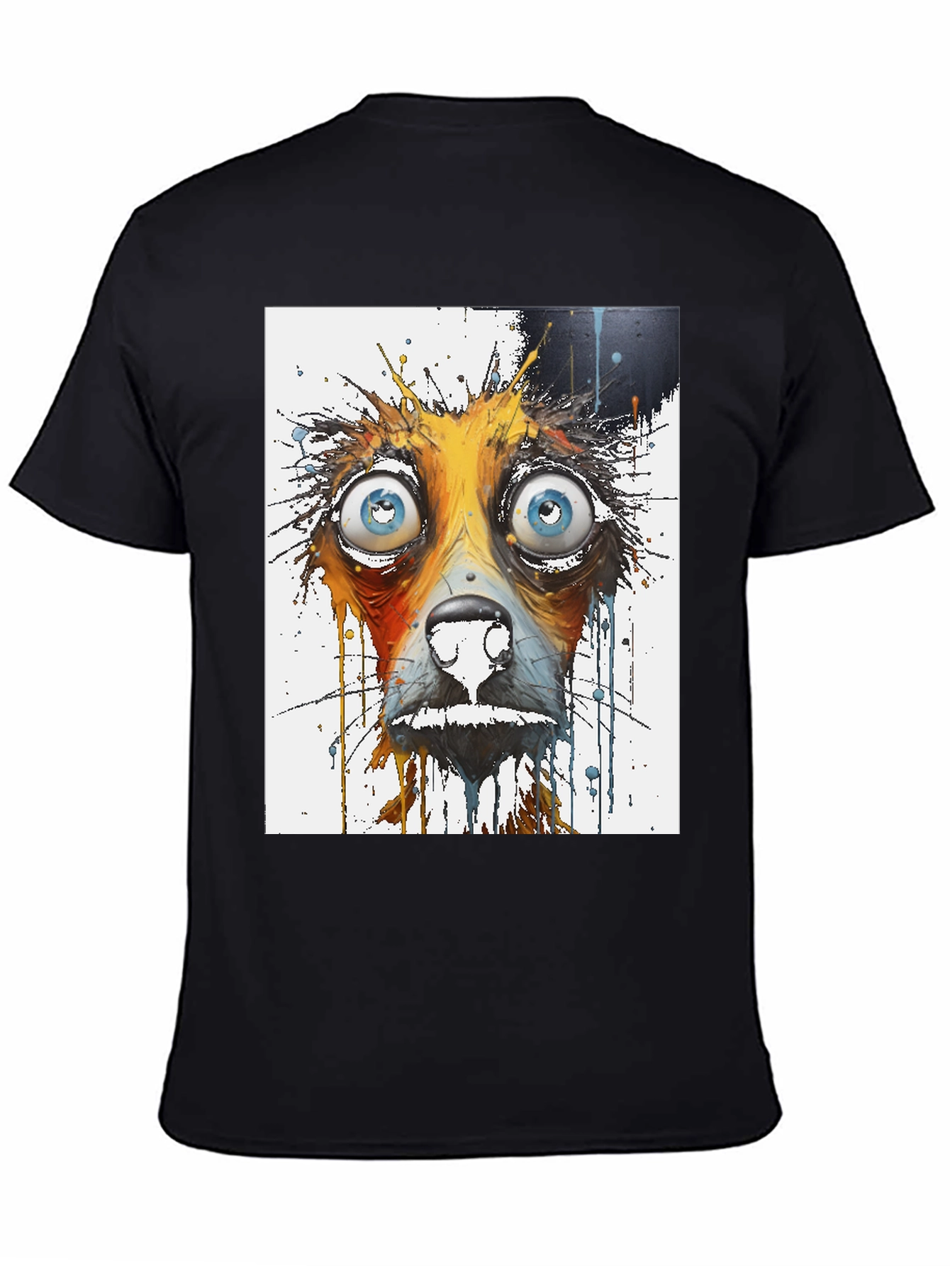 Distressed Dog Graphic Tee - Mens Black T-Shirt