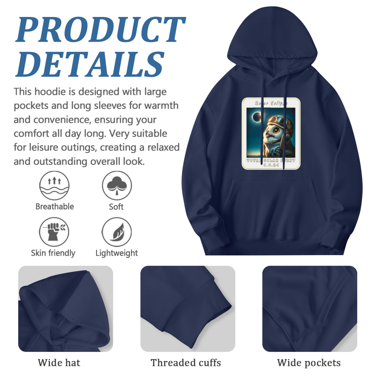 Total Solar Eclipse Owl Pilot Hoodie