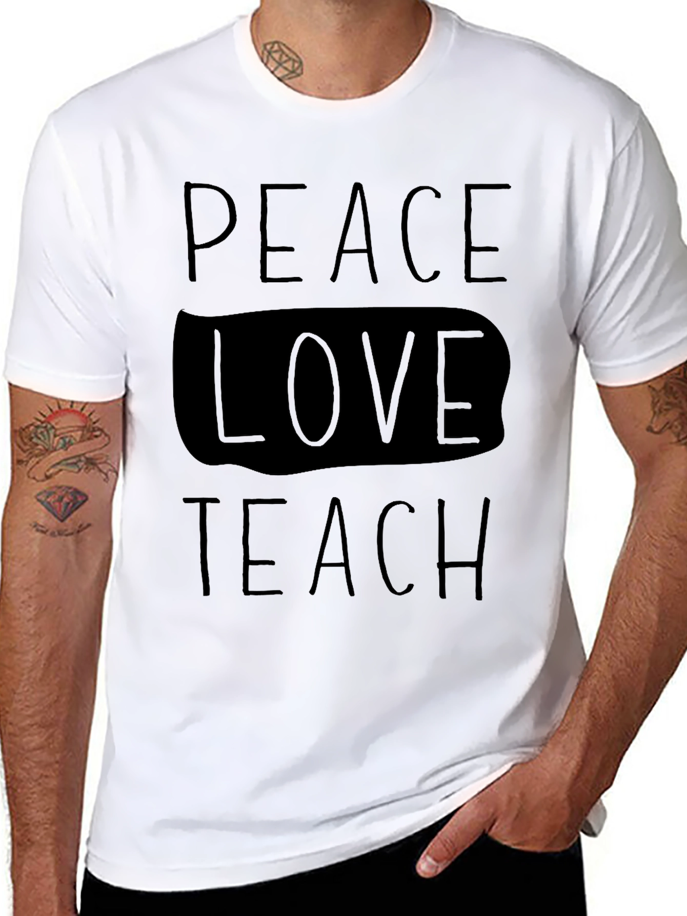 Peace Love Teach T-Shirt - Black