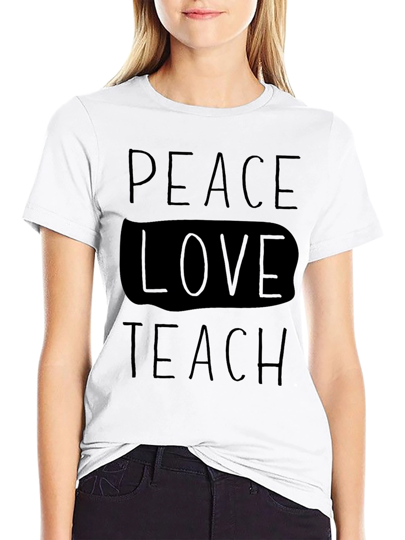Peace Love Teach T-Shirt - Black