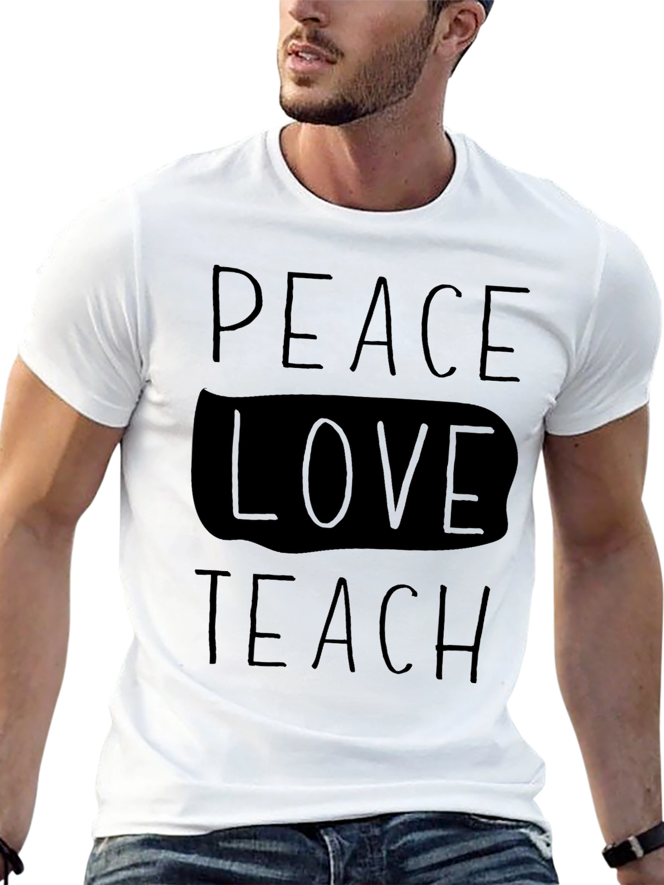 Peace Love Teach T-Shirt - Black