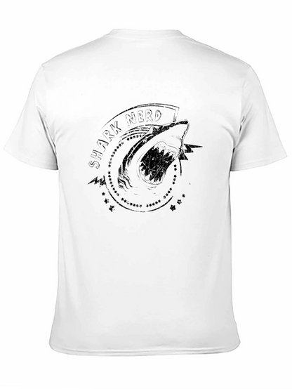 Shark Nerd Graphic Tee - Black Cotton T-Shirt