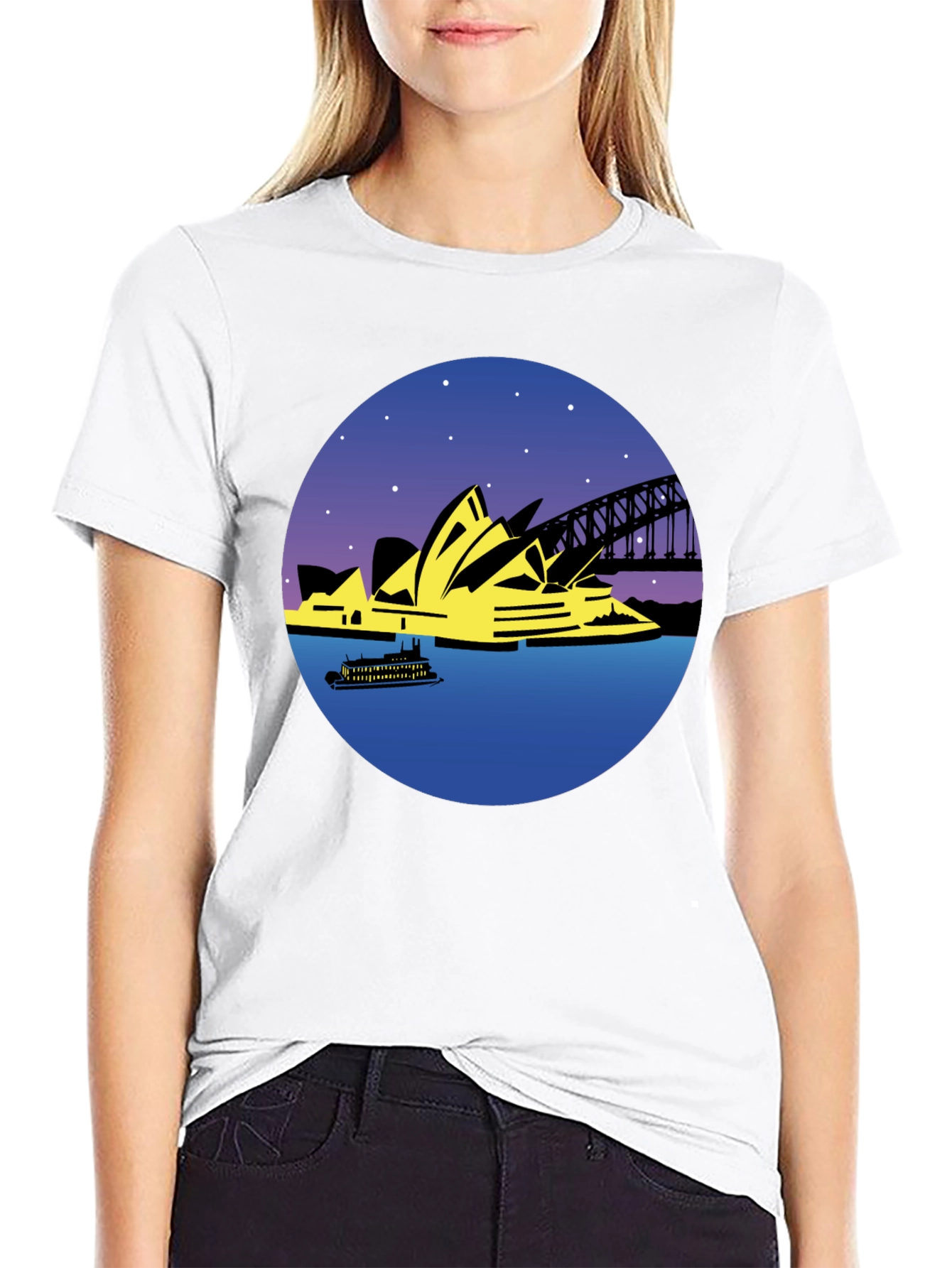 Sydney Opera House Graphic Tee - Black Cotton