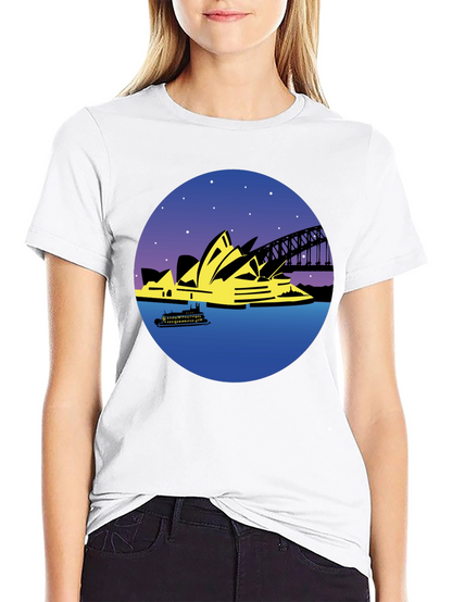 Sydney Opera House Graphic Tee - Black Cotton