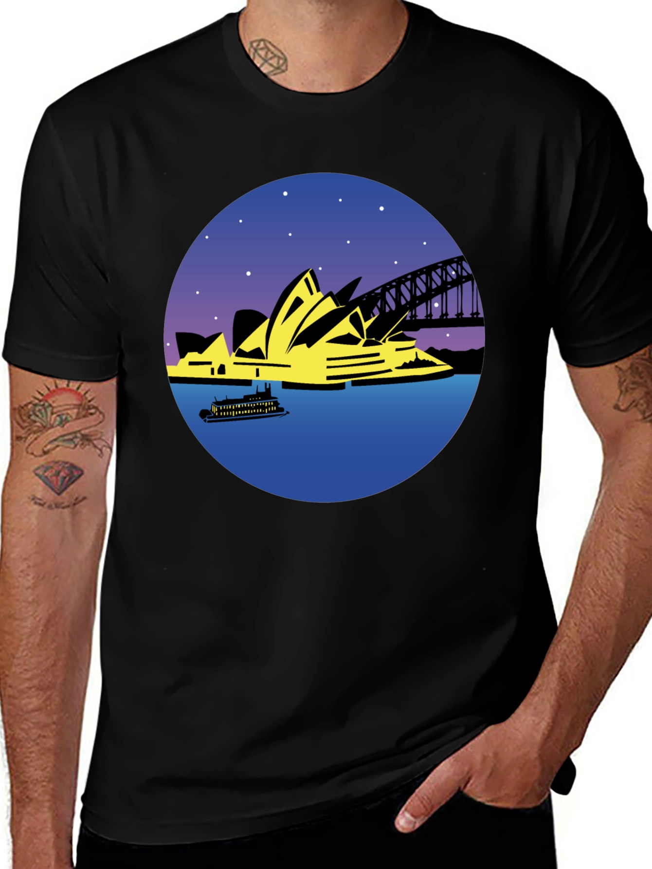 Sydney Opera House Graphic Tee - Black Cotton