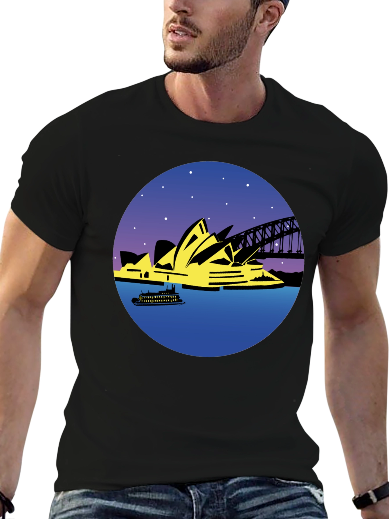 Sydney Opera House Graphic Tee - Black Cotton