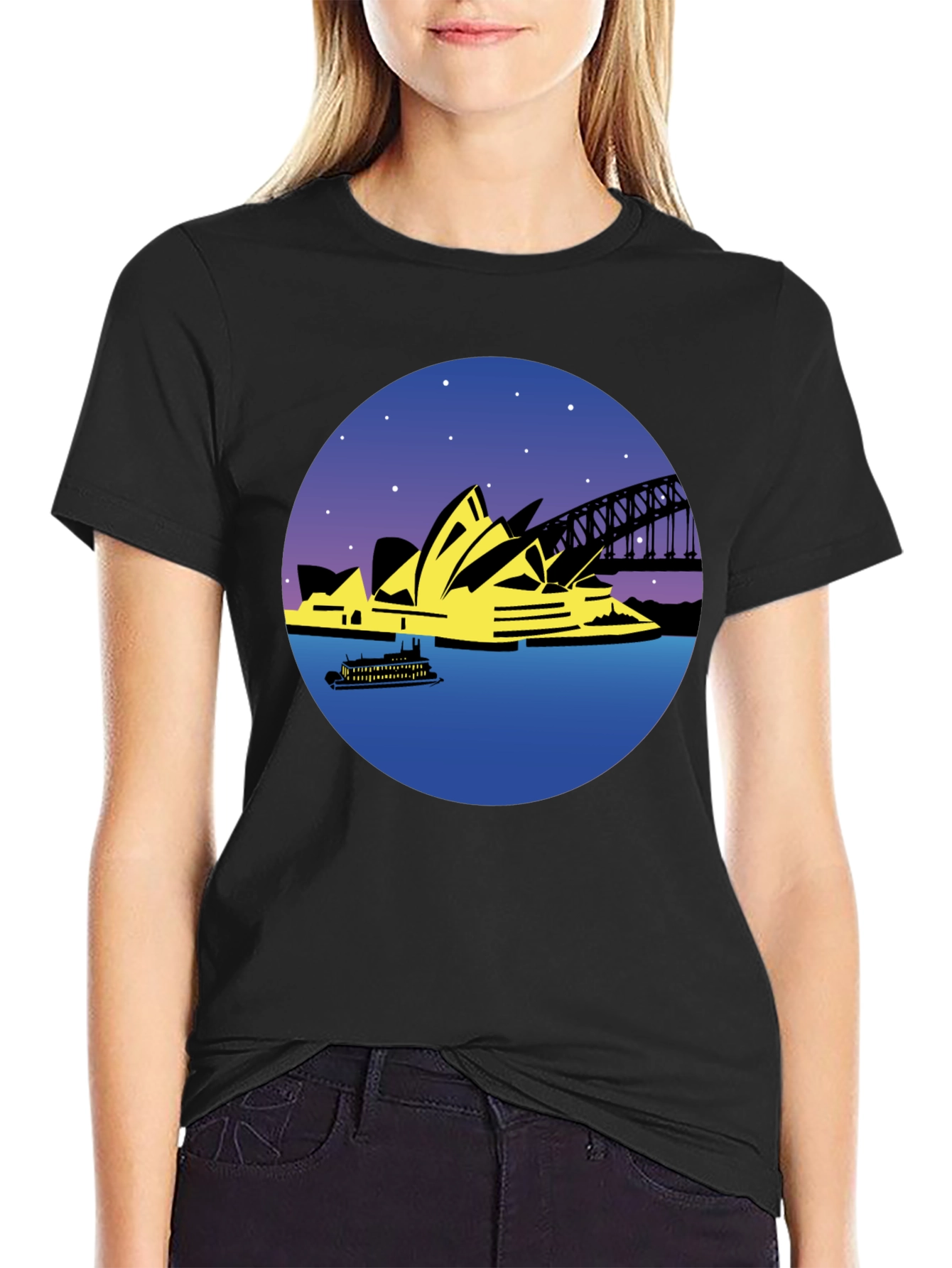Sydney Opera House Graphic Tee - Black Cotton