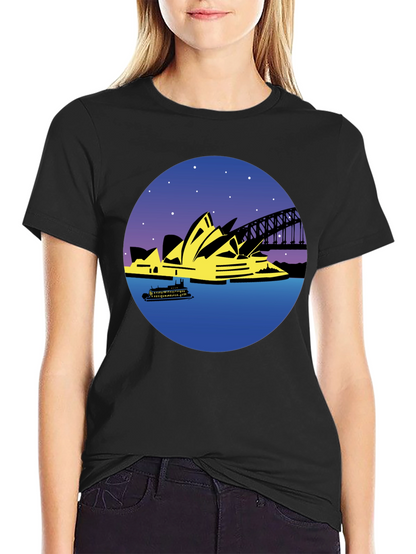 Sydney Opera House Graphic Tee - Black Cotton