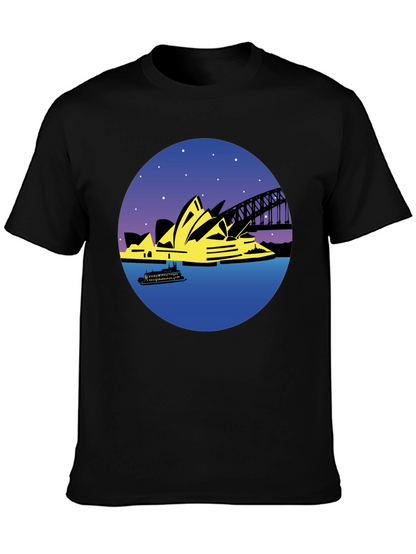 Sydney Opera House Graphic Tee - Black Cotton