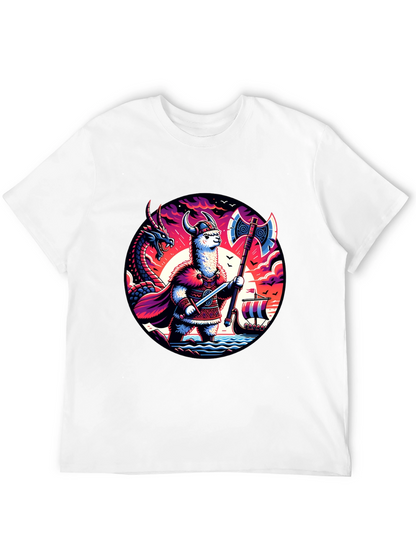 Llama Viking Graphic T-Shirt - Crew Neck