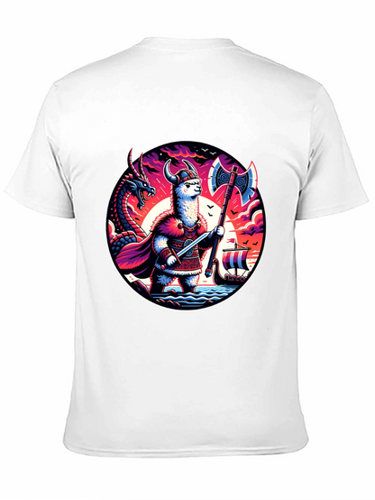 Llama Viking Graphic T-Shirt - Crew Neck