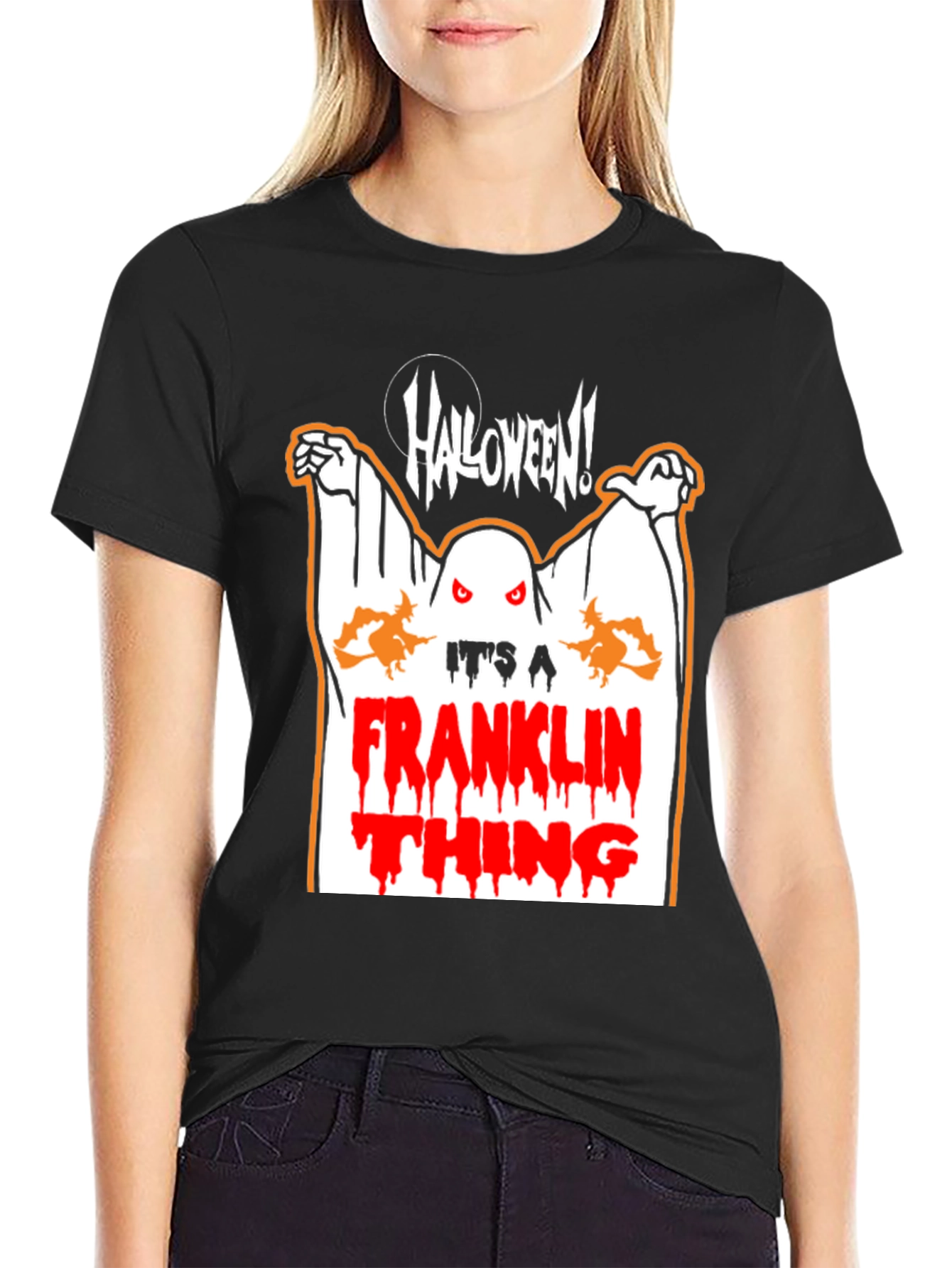 Halloween Franklin Thing Black T-Shirt