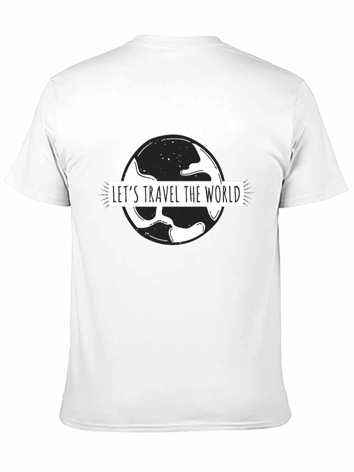Lets Travel the World Black Graphic T-Shirt