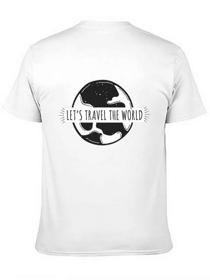 Lets Travel the World Black Graphic T-Shirt