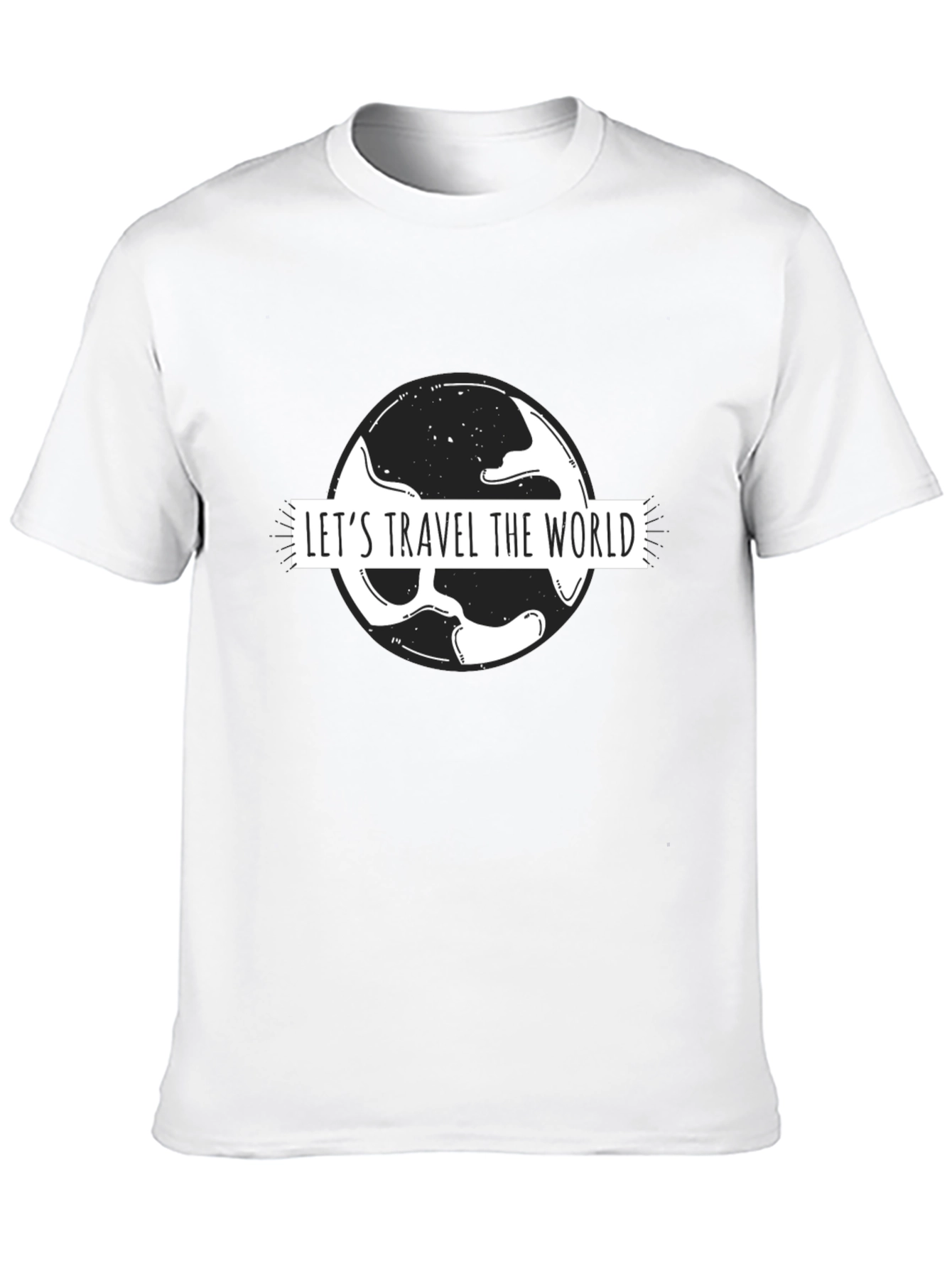 Lets Travel the World Black Graphic T-Shirt
