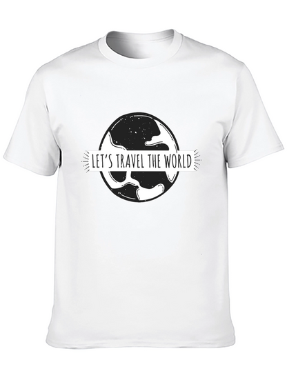 Lets Travel the World Black Graphic T-Shirt