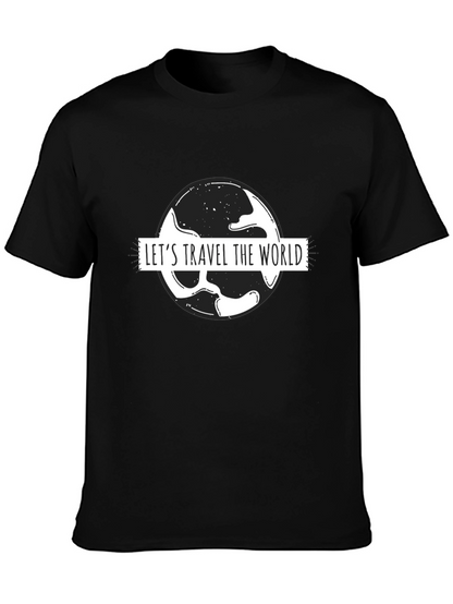 Lets Travel the World Black Graphic T-Shirt