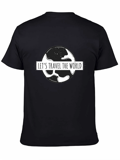 Lets Travel the World Black Graphic T-Shirt