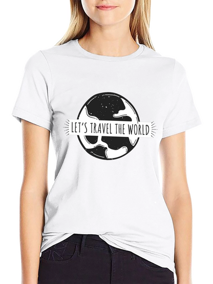 Lets Travel the World Black Graphic T-Shirt