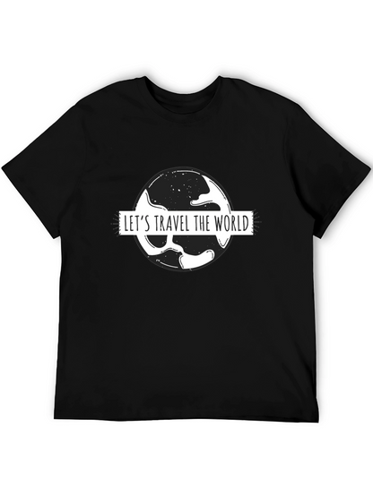Lets Travel the World Black Graphic T-Shirt