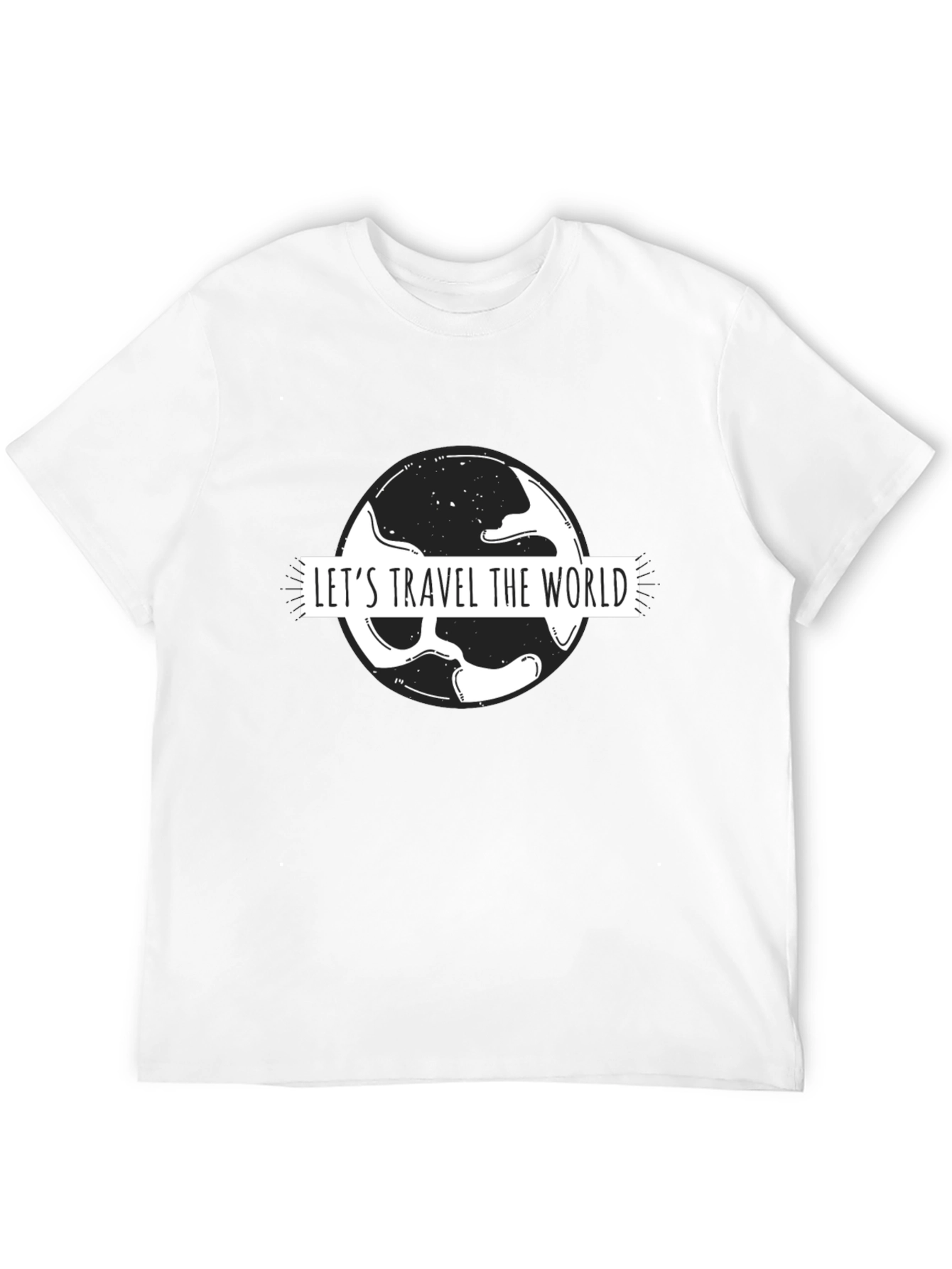 Lets Travel the World Black Graphic T-Shirt