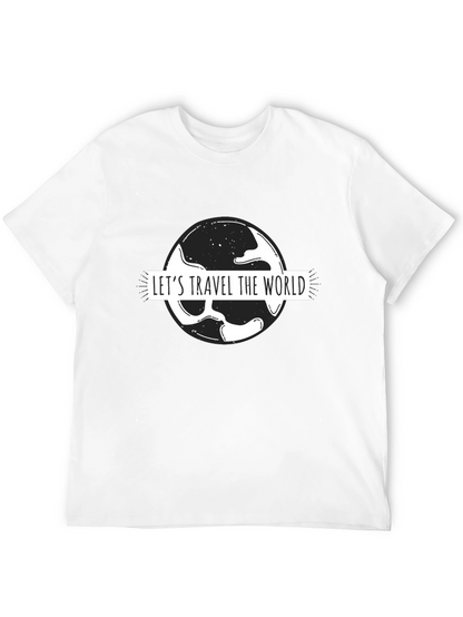 Lets Travel the World Black Graphic T-Shirt