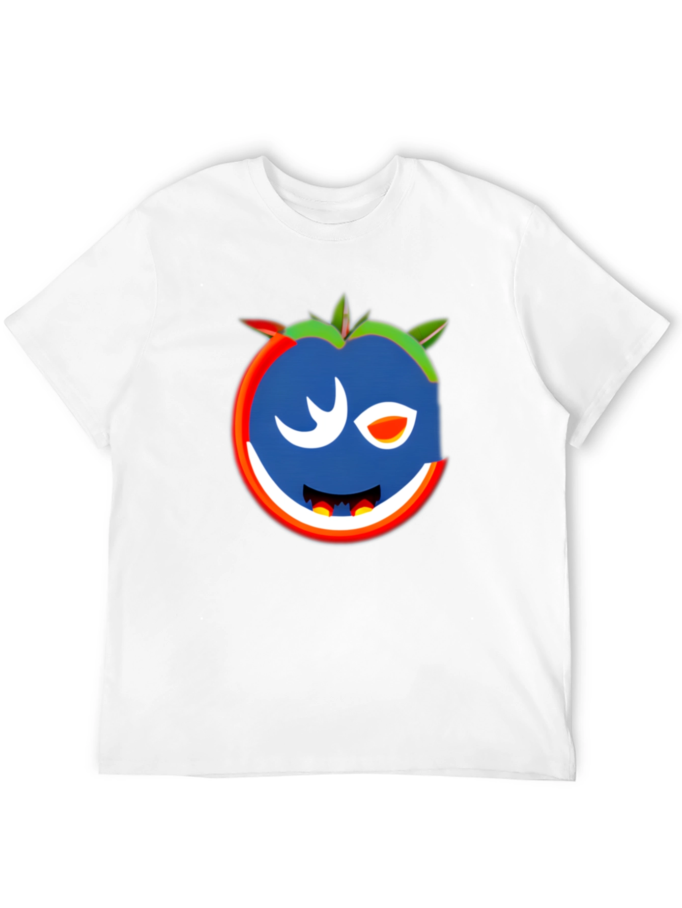 Whimsical Wink Tomato Graphic Tee - Black Cotton Blend