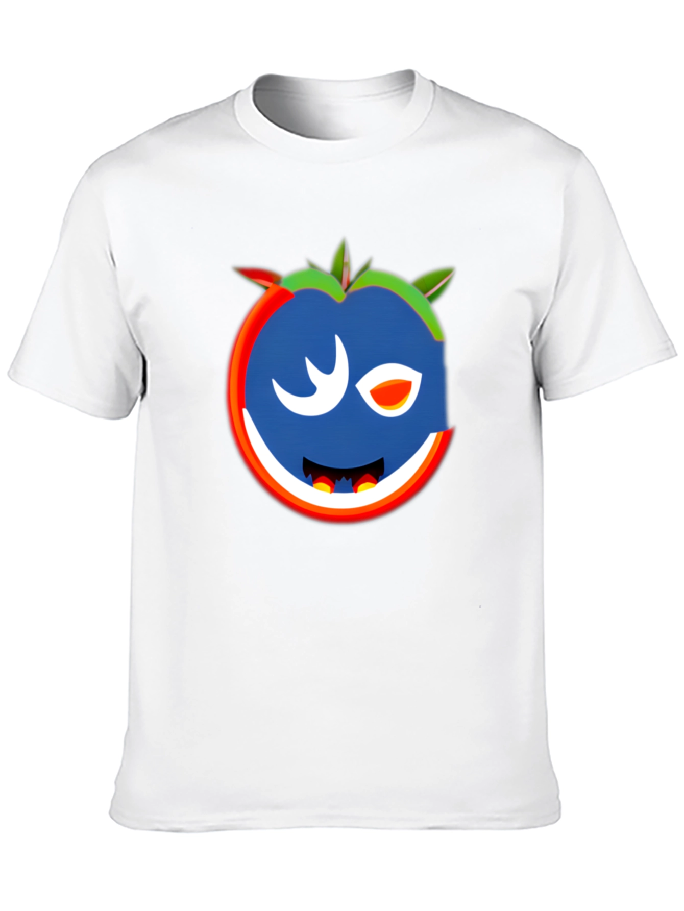 Whimsical Wink Tomato Graphic Tee - Black Cotton Blend