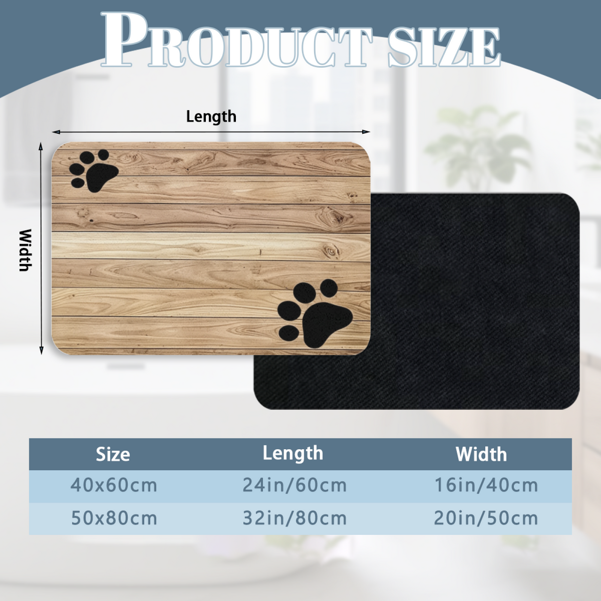 Wood Grain Paw Print Decor Diatomite Bathroom Floor Mat