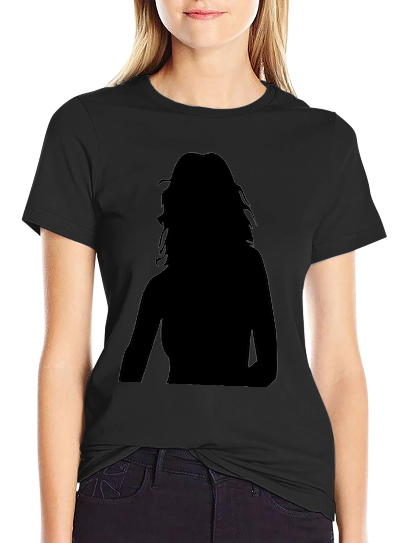 Mens Black T-Shirt with Silhouette Design