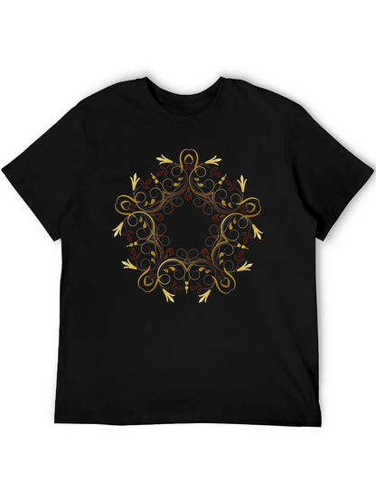 Black Tee with Gold Swirl Graphic