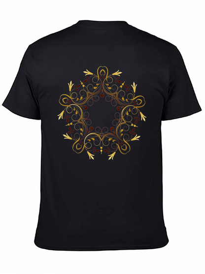 Black Tee with Gold Swirl Graphic