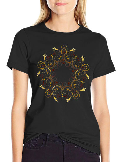 Black Tee with Gold Swirl Graphic