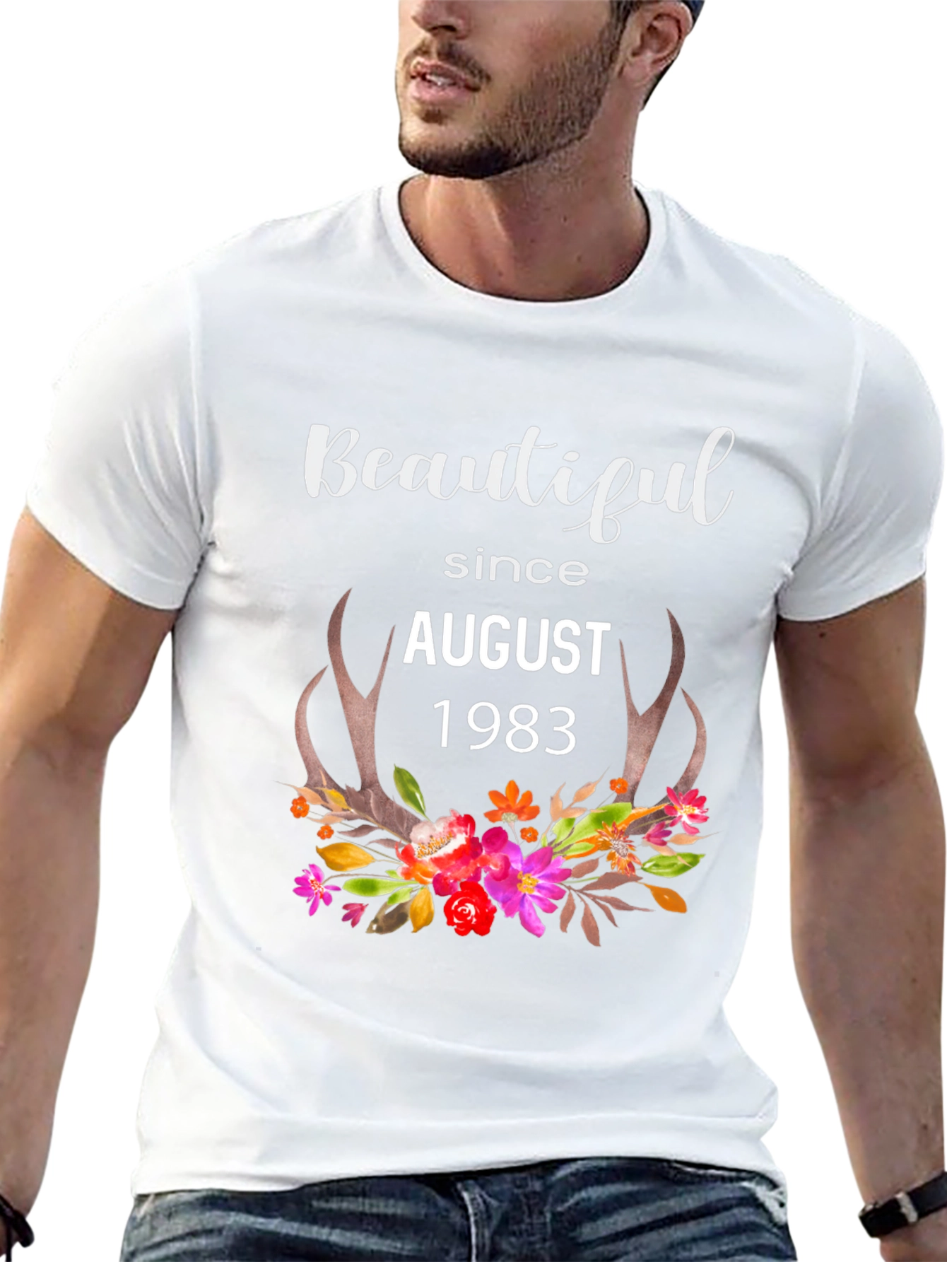 Beautiful Since August 1983 Floral Tee