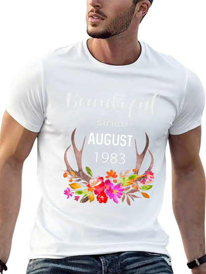 Beautiful Since August 1983 Floral Tee