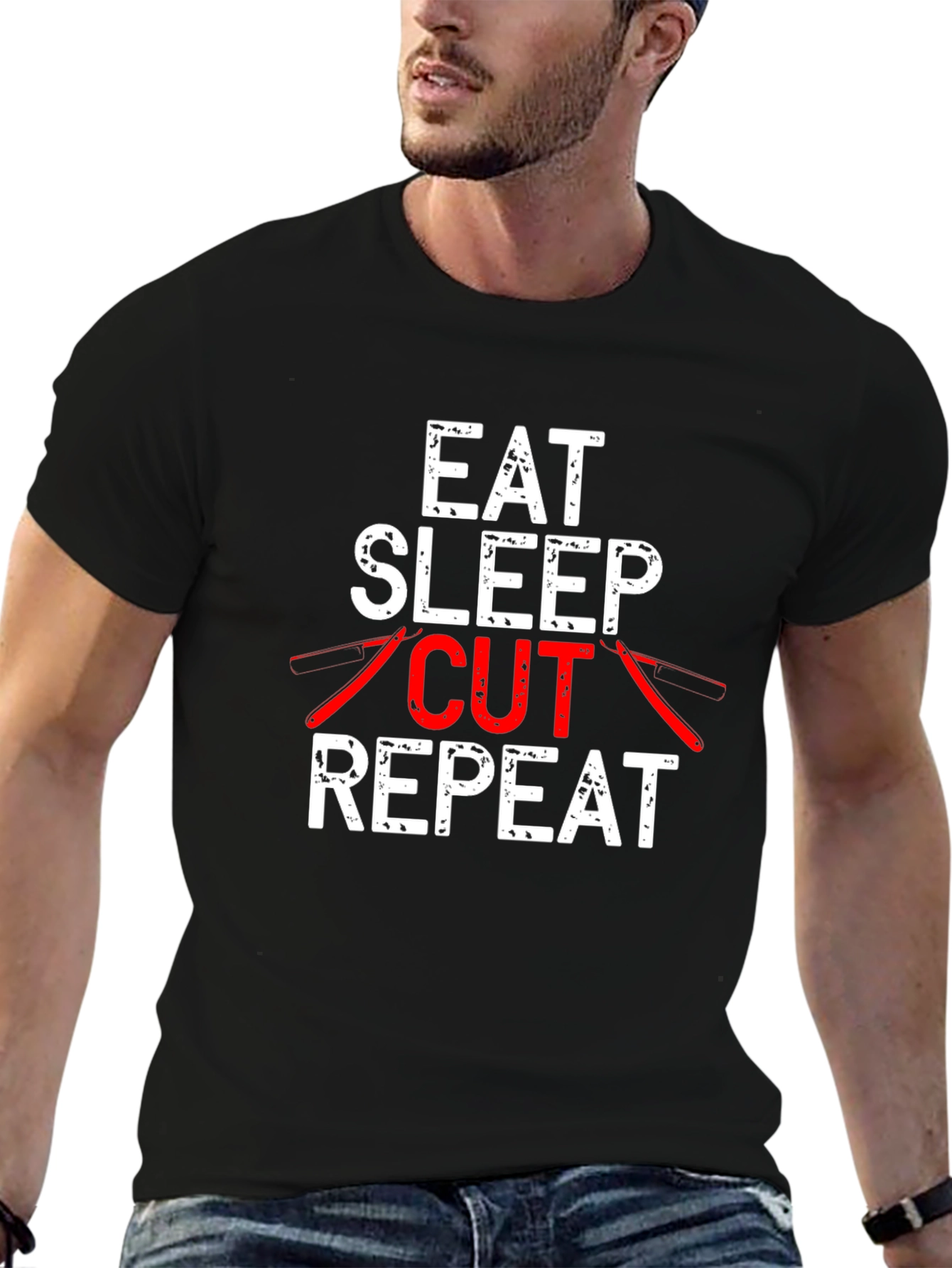 Eat Sleep Cut Repeat T-Shirt Barber Hairdresser