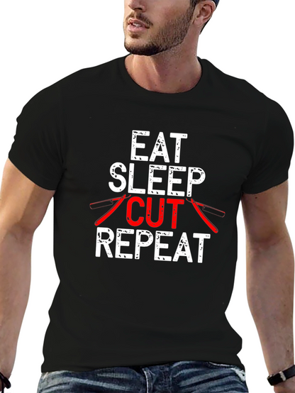 Eat Sleep Cut Repeat T-Shirt Barber Hairdresser