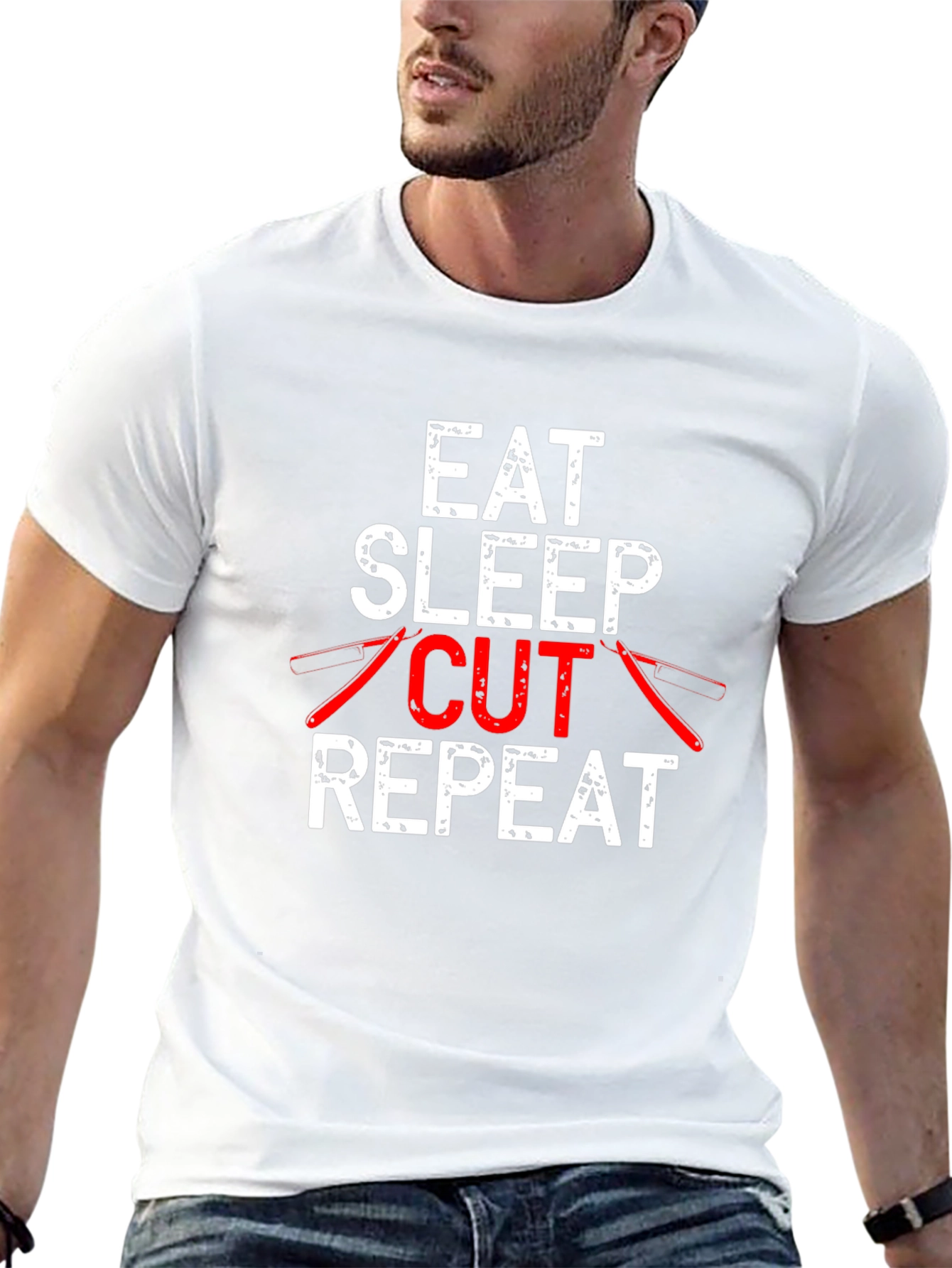 Eat Sleep Cut Repeat T-Shirt Barber Hairdresser